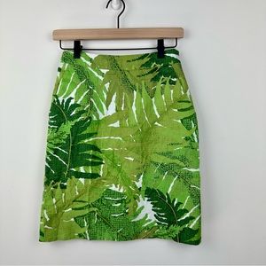 Anthropologie Vanessa Virginia Talipot Green Palm Leaf Pencil Skirt, 0P